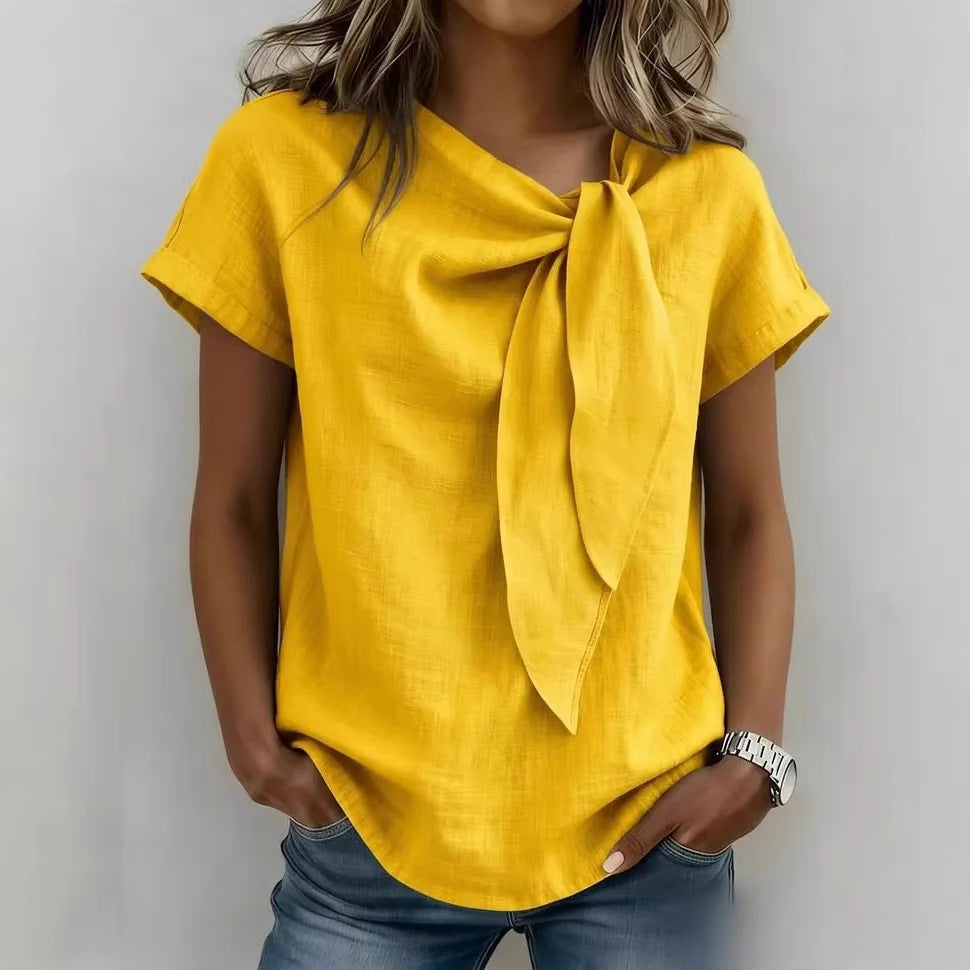 Camiseta de mujer de manga corta mezcla de algodón - Ligera y casual