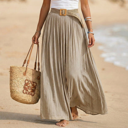 Abito maxi donna svasato con vita morbida stile spiaggia