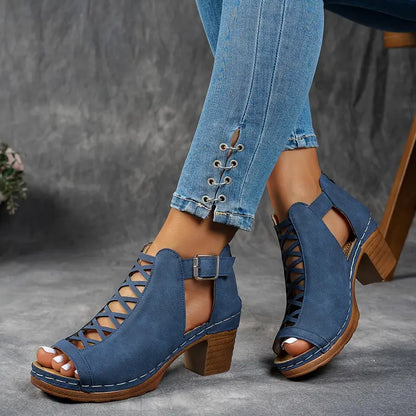 Sandales à boucle ouvertes élégantes hautes femmes – Chaussures d'été légères confortables et premium