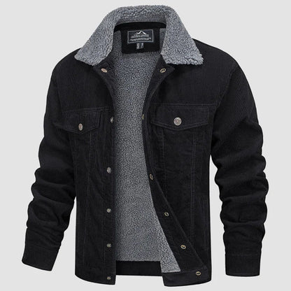 Veste Homme Élégante en Velours Côtelé Doublée Sherpa – Manteau Trucker Chaud