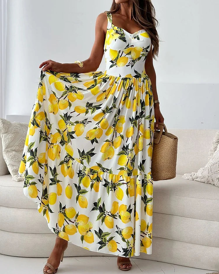Femme élégante jaune florale pour invitées de mariage maxi Robe – Rayonnement