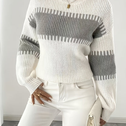 Women's color-block striped sweater – Trendy and soft