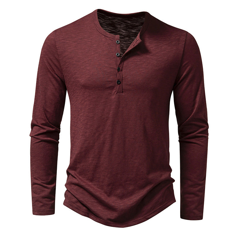 T-shirt Henley Décontracté à Manches Longues Homme – Style Boutonné Moderne