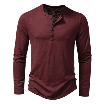 T-shirt Henley Décontracté à Manches Longues Homme – Style Boutonné Moderne