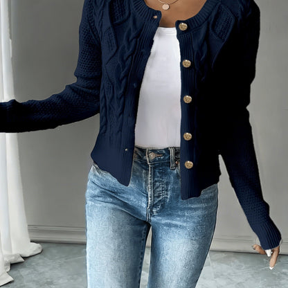 Cárdigan de punto trenzado para mujer con botones - Elegante y suave