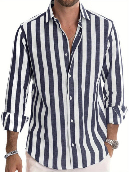 Chemise rayée élégante pour homme – Manche longue style décontracté et moderne