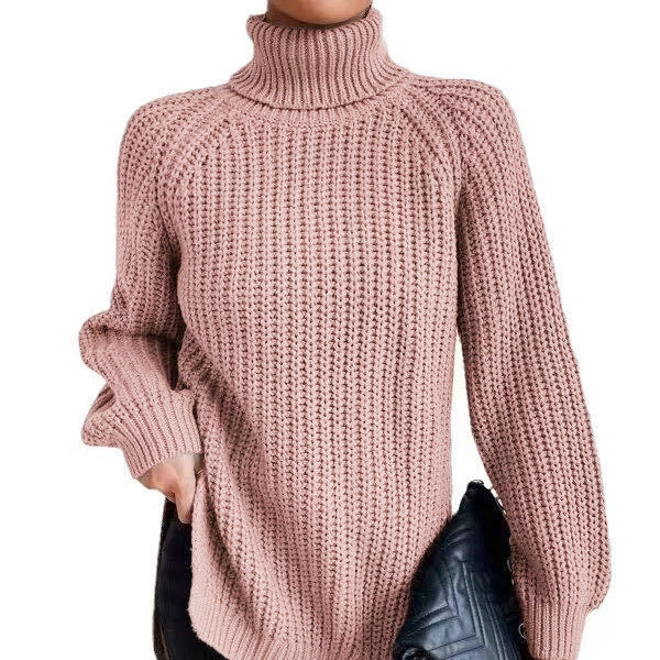 Women's sweater with a split mock neck – Soft and comfortable