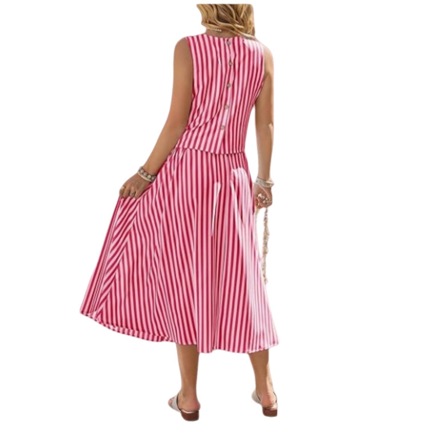 Ensemble Débardeur à Rayures pour Femme – Tenue Deux Pièces Décontractée et Tendance