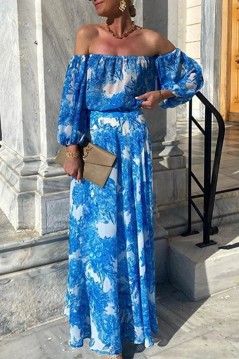 Off-Shoulder A-Line Dress with Patchwork Floral Pattern for Women – A Sexy Summer Look for Beach Vacations