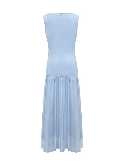 Robe Longue de Soirée en Gaze pour Femme – Col Bateau Élégant