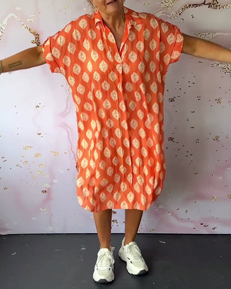 Robe Décontractée Femme Printemps – Col À Revers Manches Courtes Style Estival