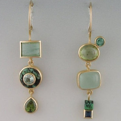 Boucles d'Oreilles Pierre Verte Femme - Style Vintage Elegant et Raffine.
