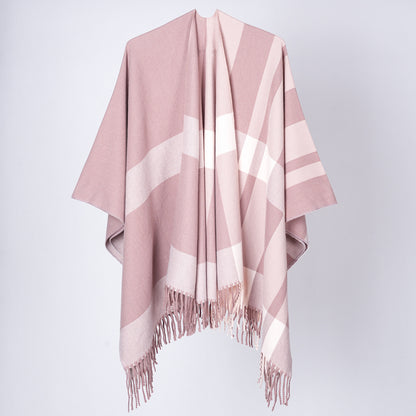 Women’s fringed blanket scarf - Classic and enveloping