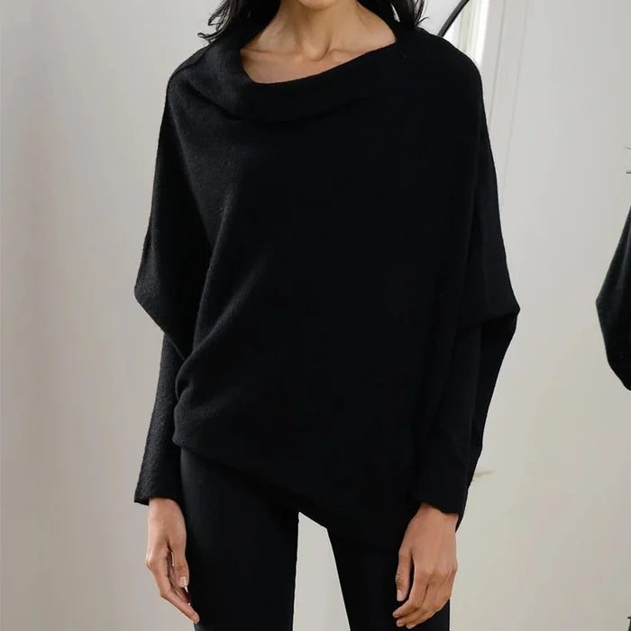 Asymmetrisk draperet damesweater - Flydende og elegant