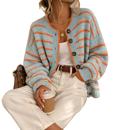 Cardigan à col rond pour femme – Style chic et décontracté euro-américain