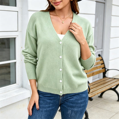 Cardigan da donna in maglia con bottoni – Morbido e versatile