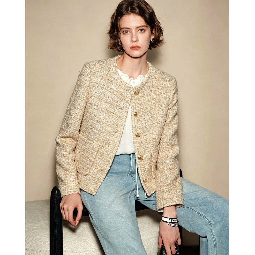 Chaqueta corta de mujer con botones dorados - Elegante y estructurada