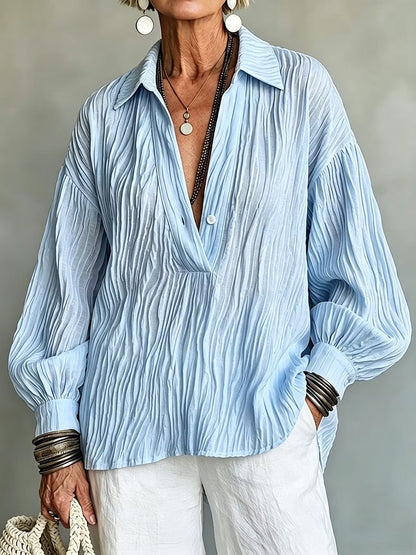 Women's long-sleeved V-neck shirt - Lightweight and elegant