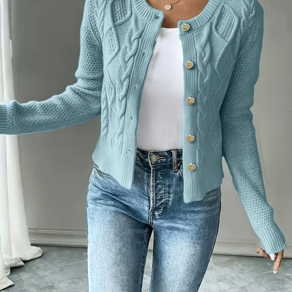 Cárdigan de punto trenzado para mujer con botones - Elegante y suave