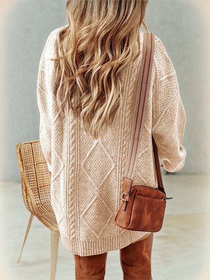 Women's textured cable-knit sweater dress - Warm and elegant