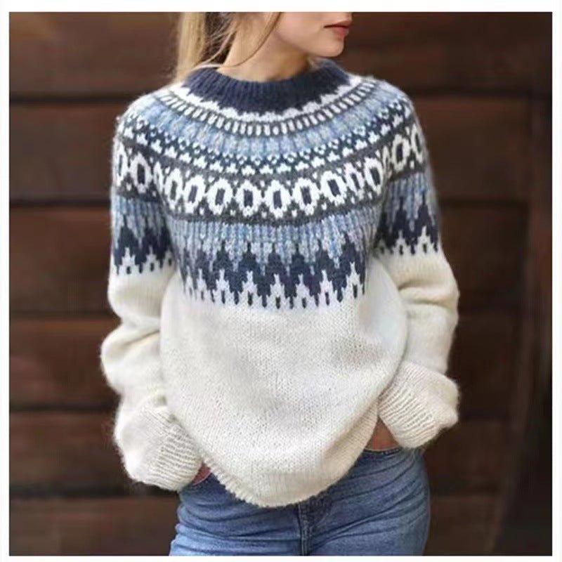 Maglione norvegese da donna a maniche lunghe - Caldo e casual