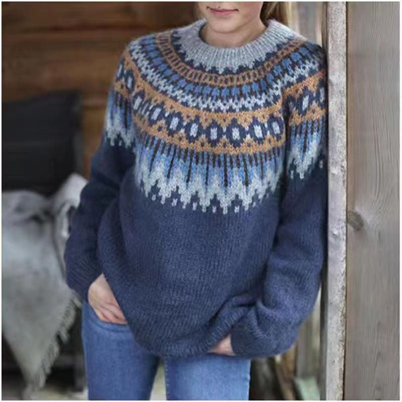 Maglione norvegese da donna a maniche lunghe - Caldo e casual