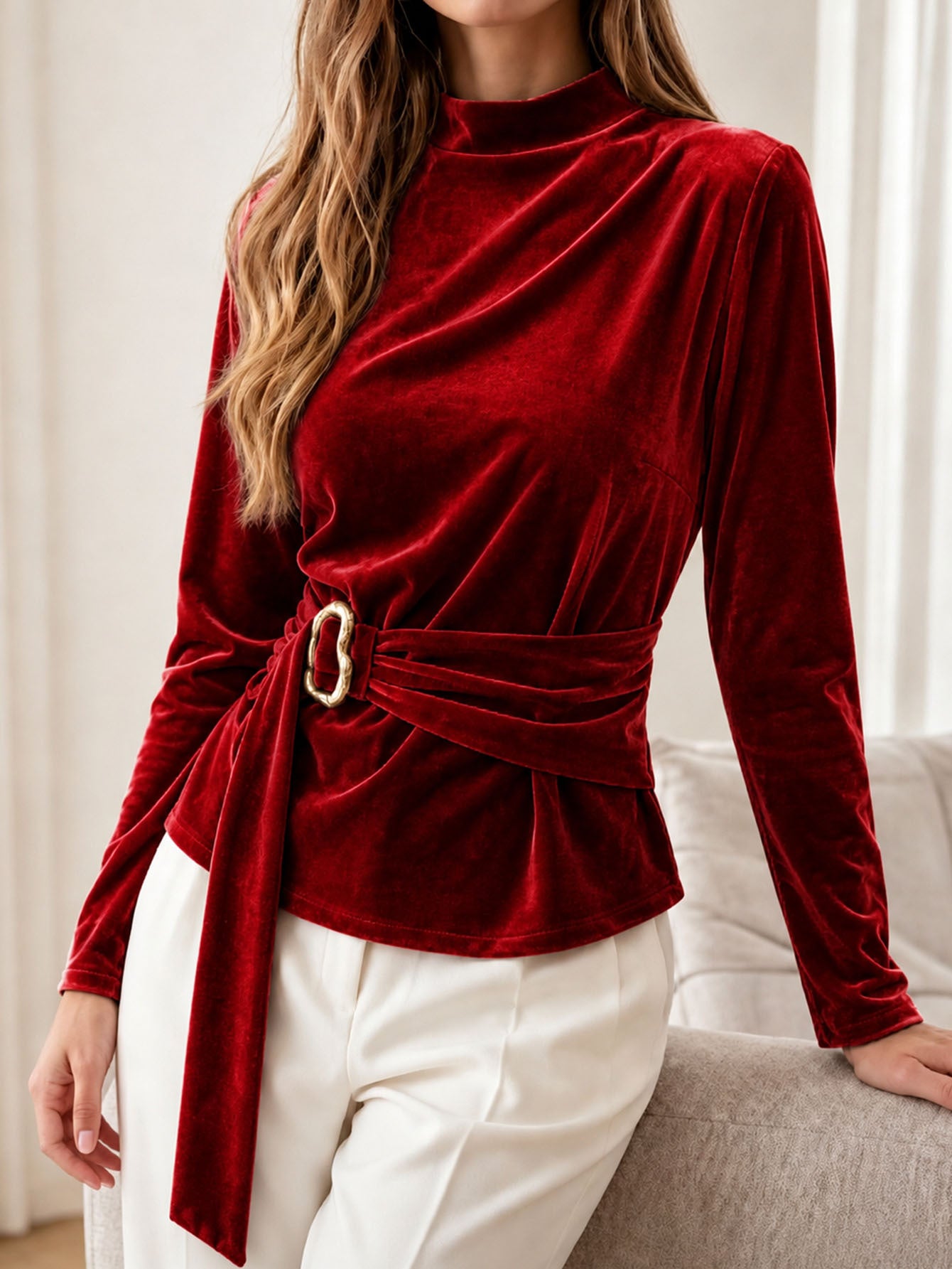 Maglia da donna in poliestere a maniche lunghe - Semplice e versatile