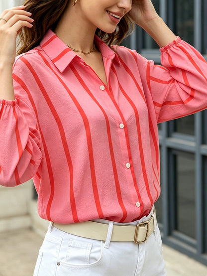 Blouse rayee femme a manches bouffantes - Legere et feminine