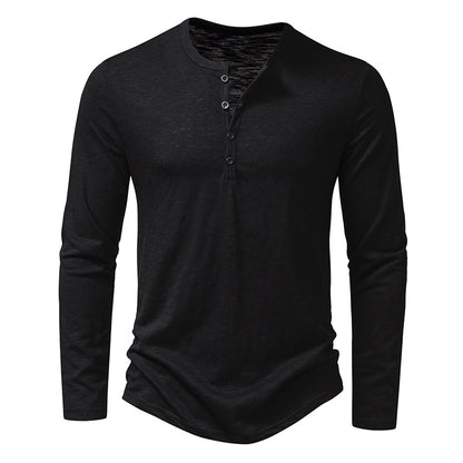 T-shirt Henley Décontracté à Manches Longues Homme – Style Boutonné Moderne