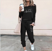 Casual Two-Piece Set for Women with Long Sleeves – Sweater Top and Drawstring Pants