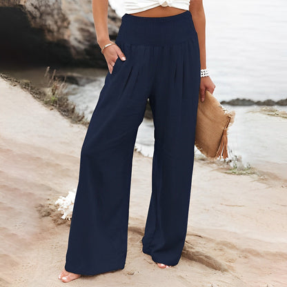 Pantaloni donna larghi e fluidi con vita comoda