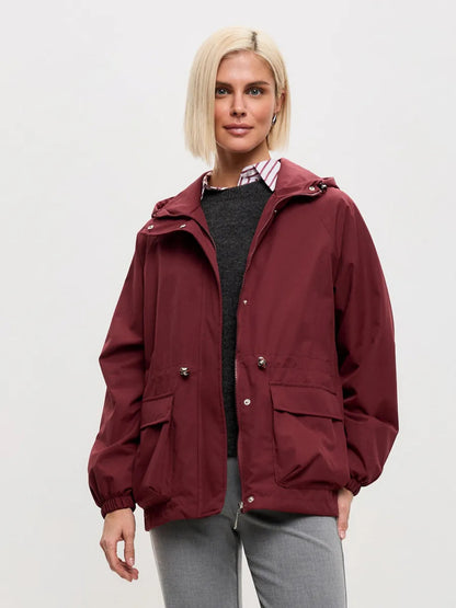 Lightweight women's hooded jacket with drawstring - Practical and casual