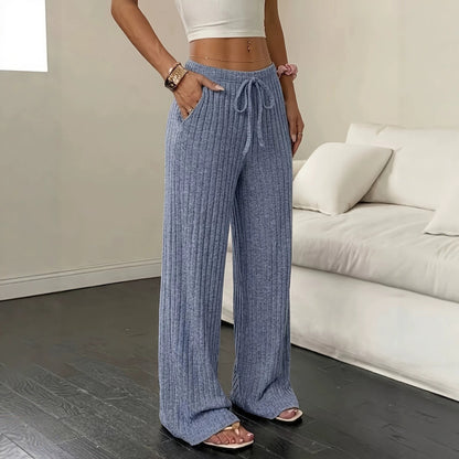 Women's wide-leg ribbed knit pants – Comfortable and modern