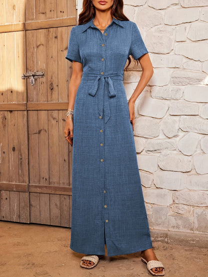 Robe Longue Élégante Femme à Boutonnage Simple – Fluide, Légère, Flatteuse