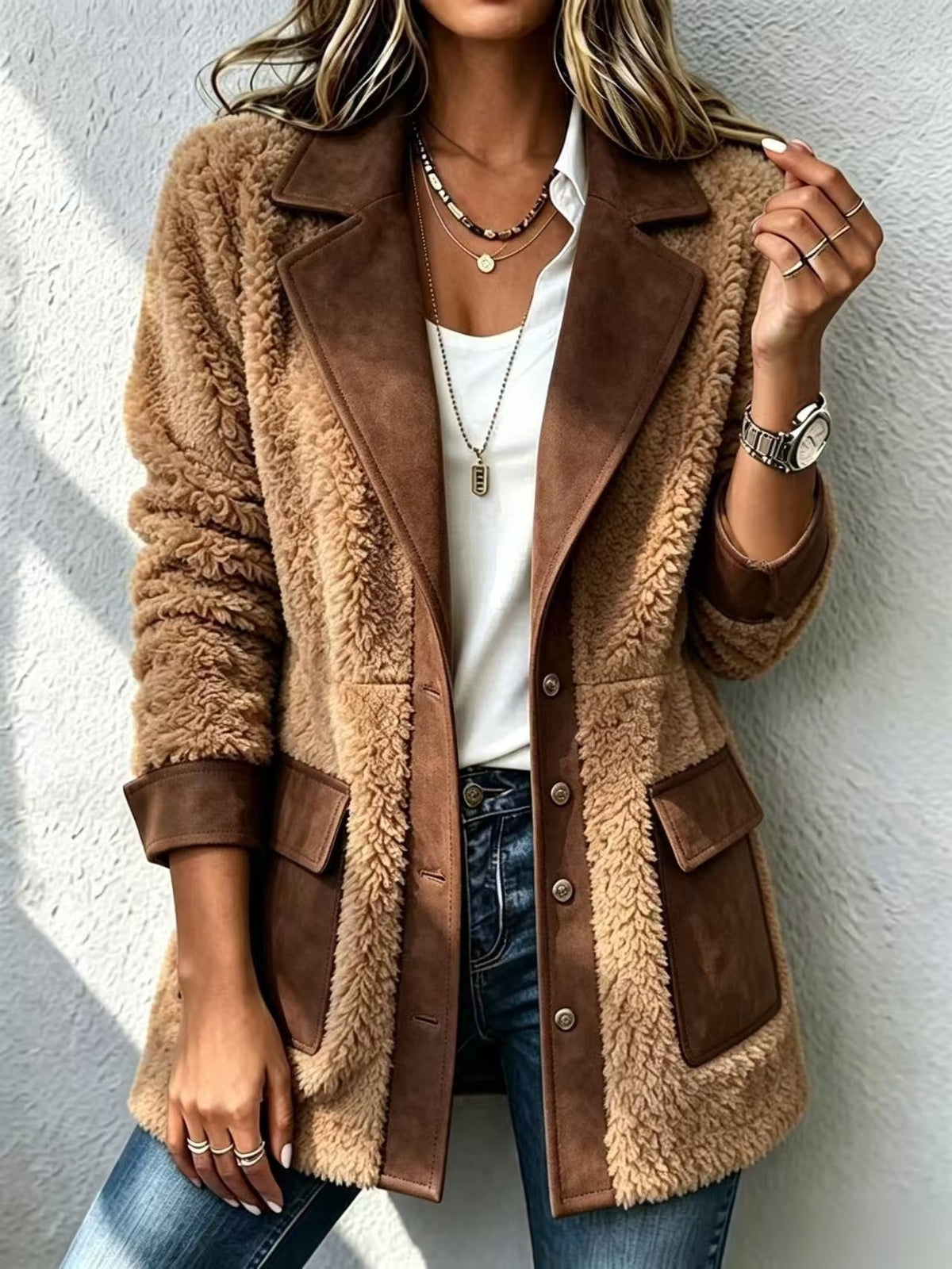 Women's denim patchwork cardigan - Warm and original