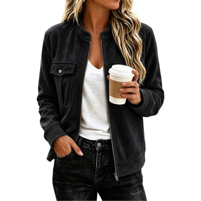 Veste femme effet suédine zippée - Casual et élégante