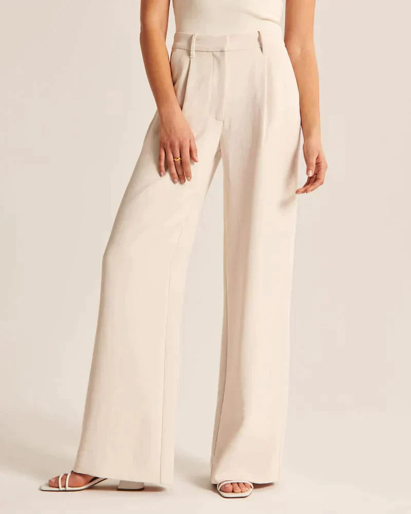 Pantalon Femme Taille Haute à Jambes Larges – Coupe Décontractée et Élégante