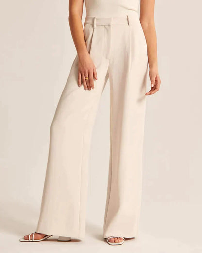 Pantalon Femme Taille Haute à Jambes Larges – Coupe Décontractée et Élégante
