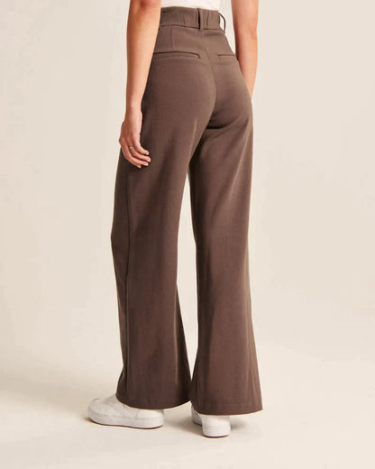 Pantalon Femme Taille Haute à Jambes Larges – Coupe Décontractée et Élégante