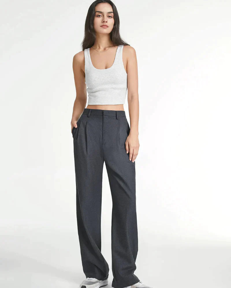 Pantalon Femme Taille Haute à Jambes Larges – Coupe Décontractée et Élégante