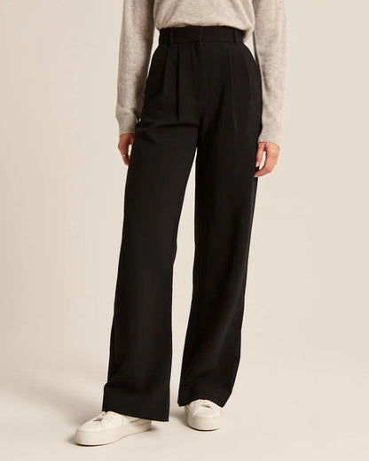 Pantalon Femme Taille Haute à Jambes Larges – Coupe Décontractée et Élégante
