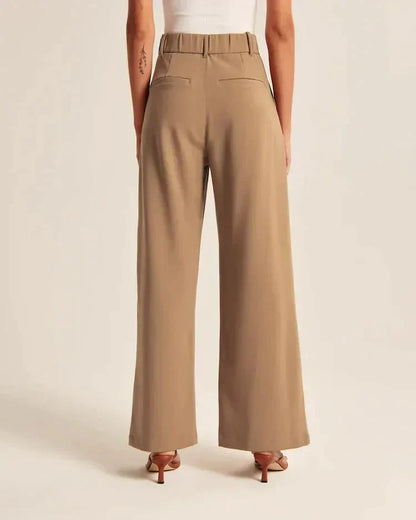 Pantalon Femme Taille Haute à Jambes Larges – Coupe Décontractée et Élégante