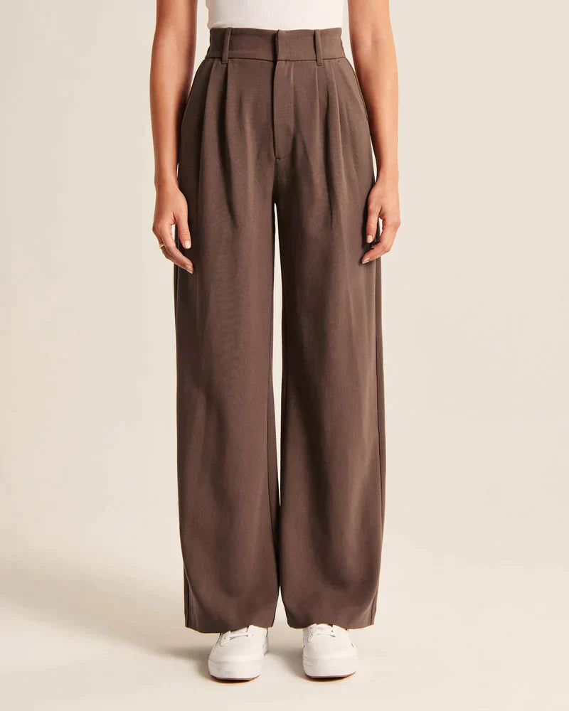 Pantalon Femme Taille Haute à Jambes Larges – Coupe Décontractée et Élégante