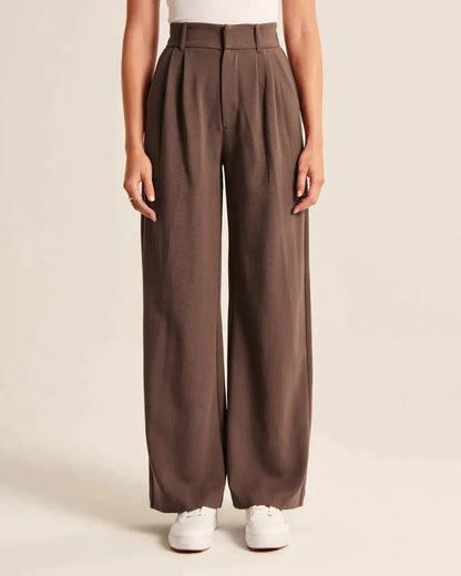 Pantalon Femme Taille Haute à Jambes Larges – Coupe Décontractée et Élégante