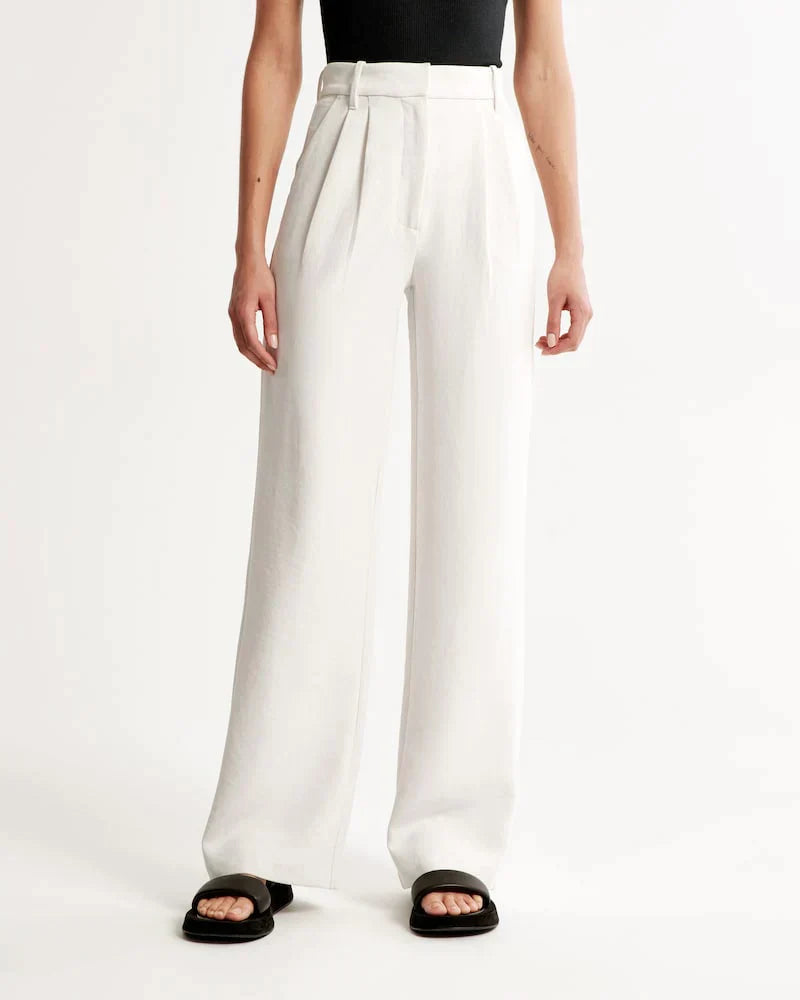 Pantalon Femme Taille Haute à Jambes Larges – Coupe Décontractée et Élégante