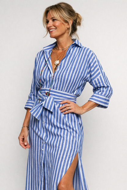 Striped women's robe with tie belt - Chic and casual