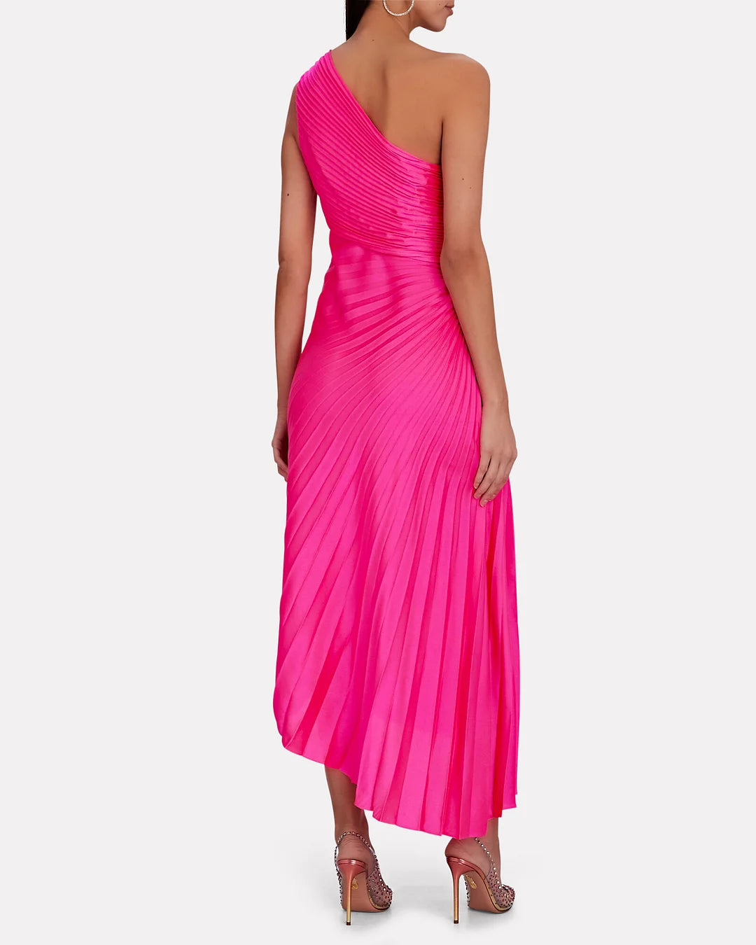 Asymmetric pleated maxi dress for women - Elegant and flowing