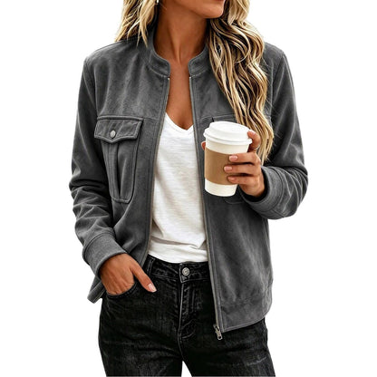 Veste femme effet suédine zippée - Casual et élégante