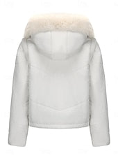 Parka corta de mujer con capucha desmontable - Cálida y práctica