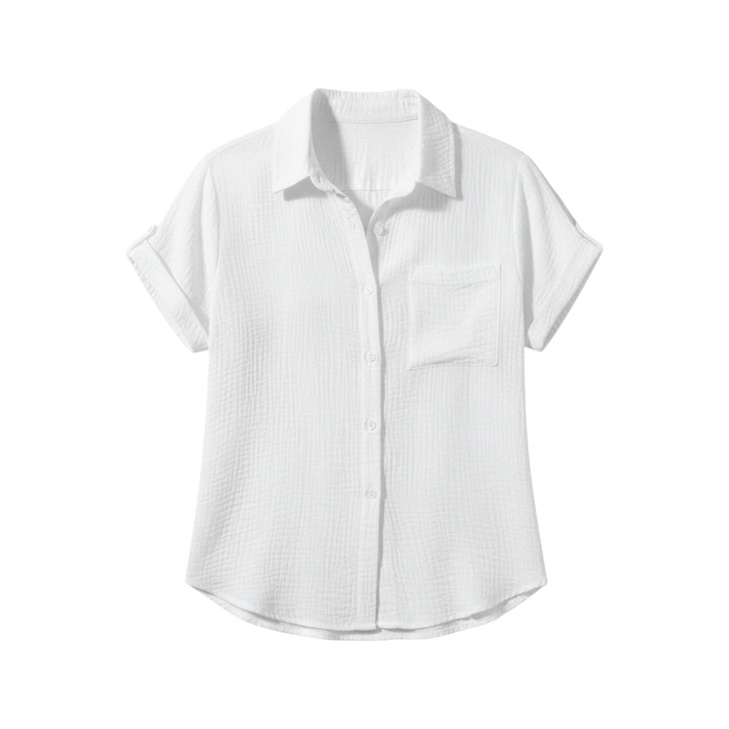 Chemisier d’été femme à boutons et manches courtes – Blouse légère décontractée